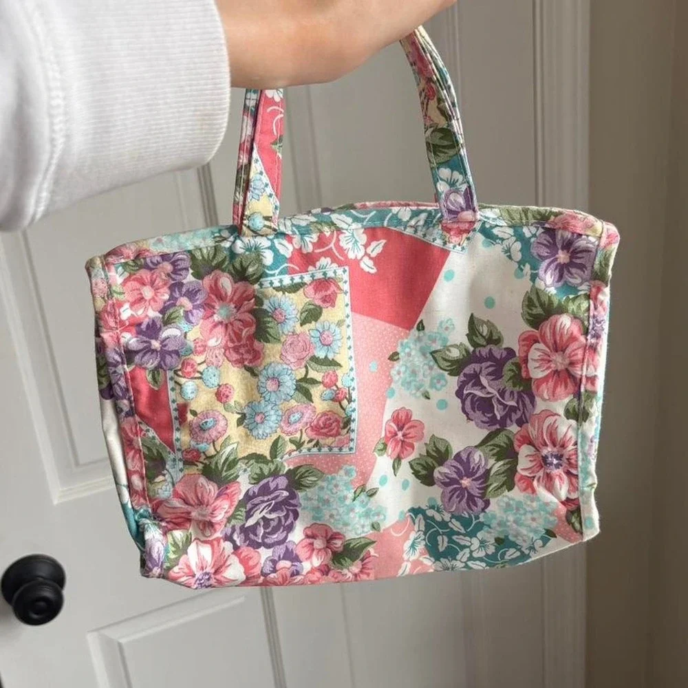 Vintage Floral Patchwork Tote Bag